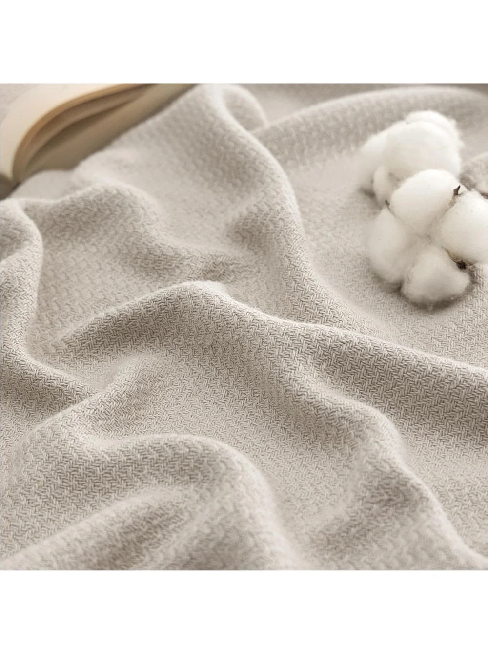 NEW Bedsure GentleSoft 100% Cotton Blanket.  Breathable/Lightweight, Herringbone